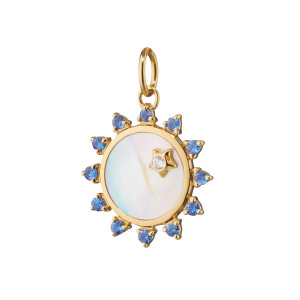 Monica Rich Kosann Mini Mother of Pearl Sapphire "Happiness" Sun Charm