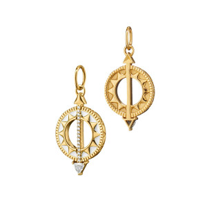 Monica Rich Kosann Mini White Enamel Sundial Charm Monica Rich Kosann Mini White Enamel Sundial Charm