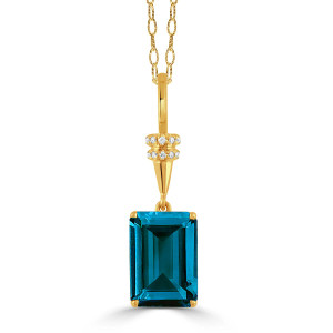 Doves by Doron Paloma London Blue Topaz and Diamond Emerald Cut Pendant Doves by Doron Paloma London Blue Topaz and Diamond Emerald Cut Pendant