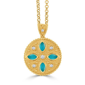 Doves by Doron Paloma Justinian Medallion Pendant with Turquoise