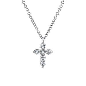 Shy Creation White Gold Diamond Cross Necklace Shy Creation White Gold Diamond Cross Necklace