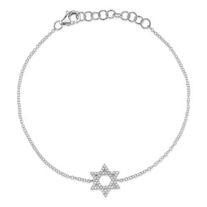 Shy Creation White Gold Diamond Star of David Bracelet Shy Creation White Gold Diamond Star of David Bracelet