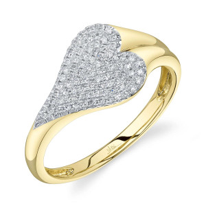 Shy Creation Diamond Pave Yellow Gold Heart Ring Shy Creation Diamond Pave Yellow Gold Heart Ring