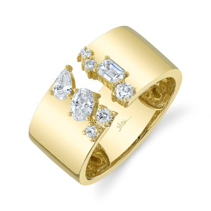 Shy Creation Diamond Open Band Ring in Yellow Gold