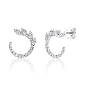 Shy Creation Diamond Leaf White Gold Stud Earrings Shy Creation Diamond Leaf White Gold Stud Earrings