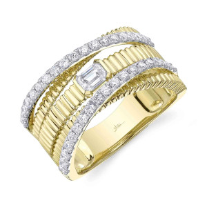 Shy Creation Diamond Multi Band Ridged Ring
