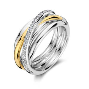 Ti Sento Milano Entwined Pave Two Tone Band