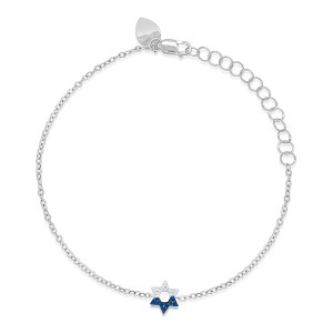 Meira T Blue Sapphire and Diamonds White Gold Star of David Bracelet