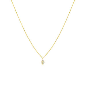 Meira T Yellow Gold and Diamonds Dainty Hamsa Necklace