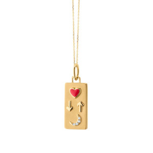 Monica Rich Kosann Love You To The Moon And Back Necklace with Red Enamel and Diamonds