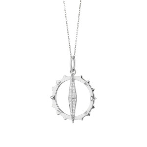 Monica Rich Kosann Large Points North Compass with Pave White Sapphires 