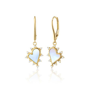 Monica Rich Kosann Mother of Pearl Heart Earrings with White Diamond Accents