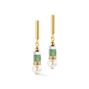 Coeur de Lion Precious Fusion Offset Earrings - Gold - Green 