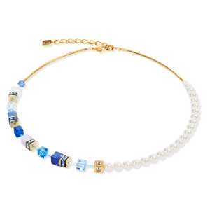 Coeur de Lion GeoCUBE Precious Fusion Pearls Necklace - Blue