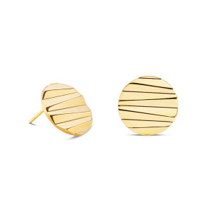 Coeur de Lion Stud Earrings Round Wave - Gold 