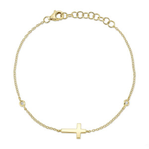 Shy Creation Diamond Bezel Cross Bracelet