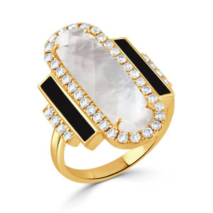 Doves by Doron Paloma White Mother of Pearl and Black Onyx Deco Ring