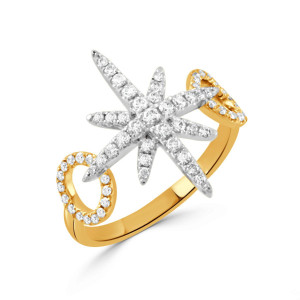 Doves by Doron Paloma 18KT White and Yellow Gold Diamond Starburst Ring