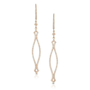 Doves by Doron Paloma Yellow Gold Elegant Open Drop Diamond Earrings