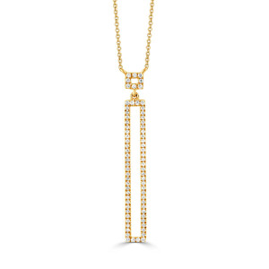Doves by Doron Paloma 14KT Gold Open Rectangle Pave Diamond Necklace