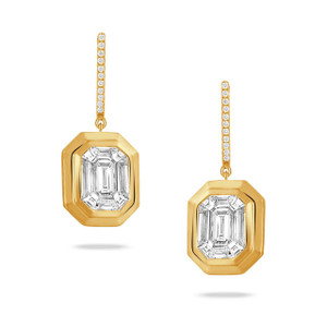 Doves by Doron Paloma 18KT Gold Invisible Set Diamond Earrings in Satin Finish