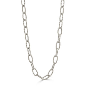 Doves by Doron Paloma 18KT - 18" White Gold  Textured Oval Link Chain