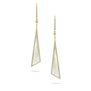 Doves by Doron Paloma 14KT White Mother of Pearl Triangle Slice Drop Earrings 