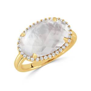 Doves by Doron Paloma White Mother of Pearl Diamond Oval Ring