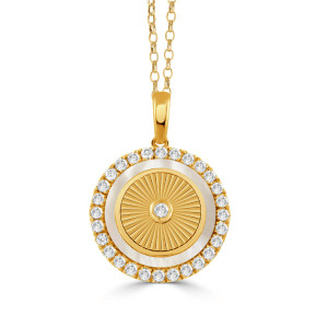 Doves by Doron Paloma Round Helios Pendant with White Mother of Pearl 