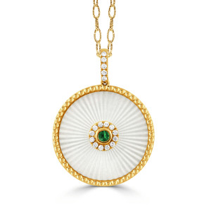 Doves by Doron Paloma Ondelle Round Pendant with Tsavorite Center