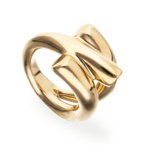 UNOde50 Ring with Three Intertwined Organic Shapes - Gold 