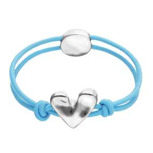 Stretchy Bracelet with Heart - Silver - Blue
