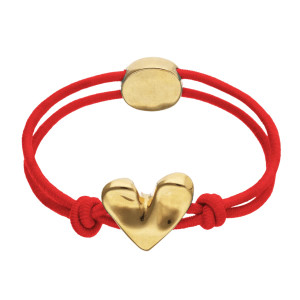 UNOde50 Stretchy Bracelet with Heart - Gold - Red 
