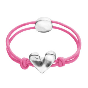 UNOde50 Stretchy Bracelet with Heart - Silver - Pink 