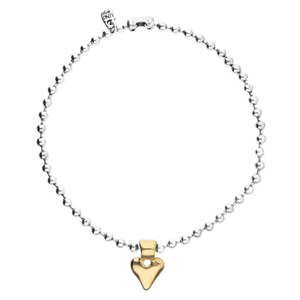 Bead Necklace with Gold Heart Detail