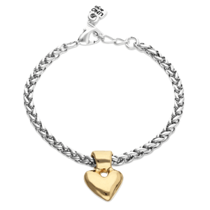 Chain Bracelet with Small Gold Heart Detail