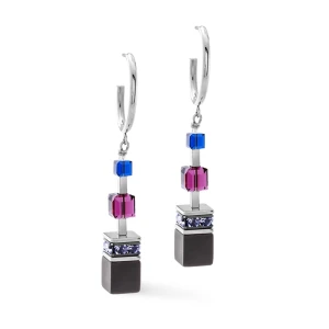 Coeur de Lion GeoCUBE Precious Statement Earrings - Blue Moon Silver