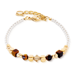 Princess Sunray Bracelet with Pearl Drops -  Brown Gold