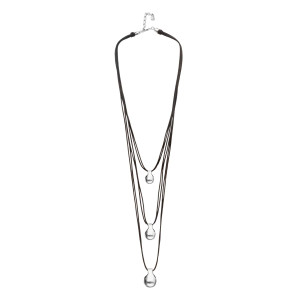 UNOde50 Triple Leather Necklace with Three Spheres
