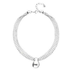 UNOde50 Short Necklace with Silver Threads and Large Sphere 