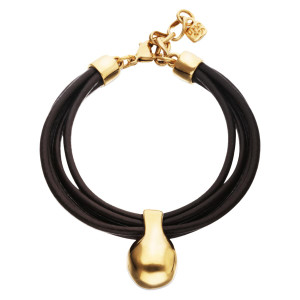 UNOde50 Leather Bracelet with Sphere - Gold