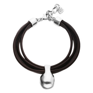 UNOde50 Leather Bracelet with Sphere - Silver