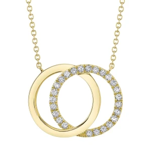 Shy Creation Diamond Love Knot Circle Necklace 