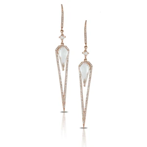 Triangle Drop Earrings with White Topaz and Diamonds