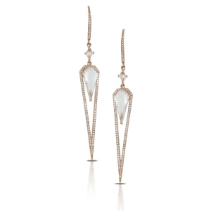 Doves by Doron Paloma Triangle Drop Earrings with White Topaz and Diamonds 
