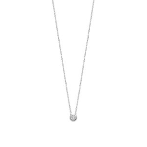 Ti Sento Milano Silver CZ Bezel Pendant Necklace 