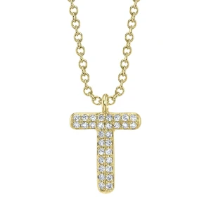 Shy Creation Diamond Initial "T" Necklace