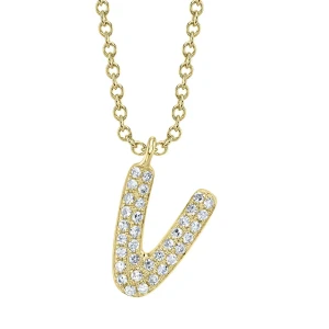 Shy Creation Diamond Initial "V" Necklace