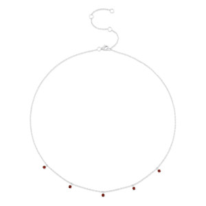 Shy Creation Dainty Ruby Necklace - 14K White Gold 