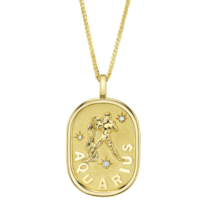 Diamond Aquarius Zodiac Star Necklace